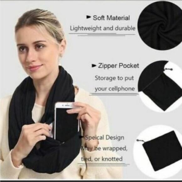NWT Beyond Yoga Infinity Hidden pocket Scarf Black NEW Exercise Hidden Pocket - Picture 2 of 14